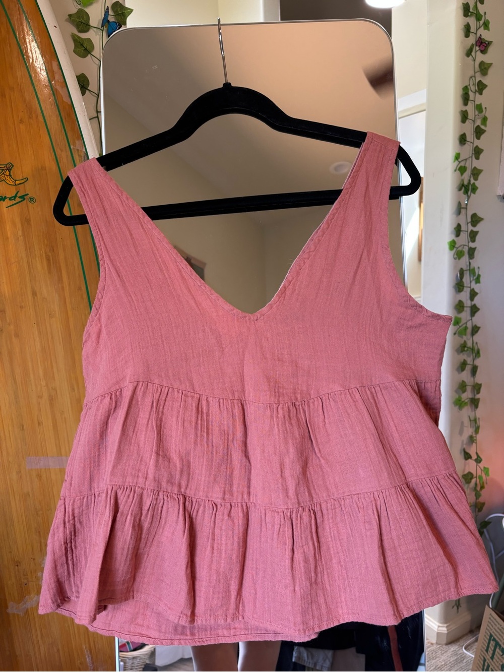 GAP Dusty Pink Tiered V-Neck Tank Top 100% cotton Medium